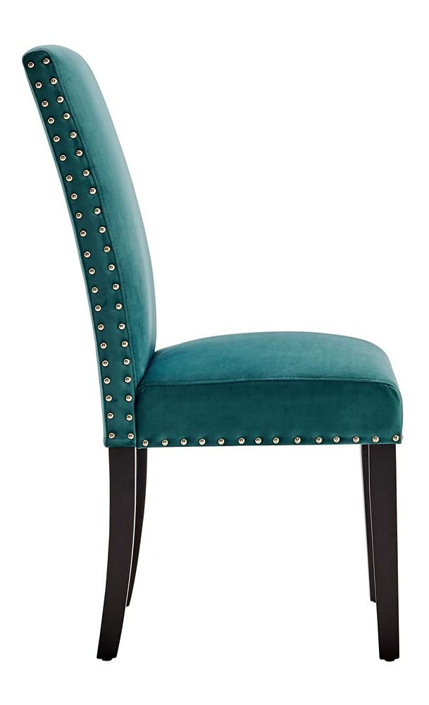 Modway Parcel Performance Velvet Dining Side Chairs - Set Of 2, Teal