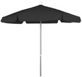 Fiberbuilt 7.5' Hex Garden Patio Umbrella 6 Rib Push Up Bright Aluminum with Black Vinyl Coated Weave Canopy