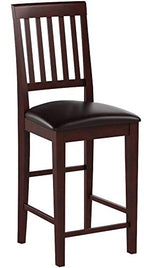 East West Furniture VNS-MAH-LC Vernon Counter Height Bar Stool - Faux Leather Pub Height Kitchen Chairs, Set of 2, Mahogany