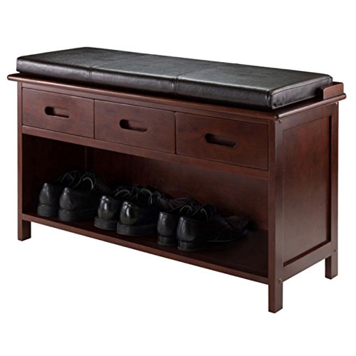 Ergode Adriana Storage Bench | Comfortable Seating | Ample Storage Space | Walnut Finish | 3 Drawers (94306-VV)