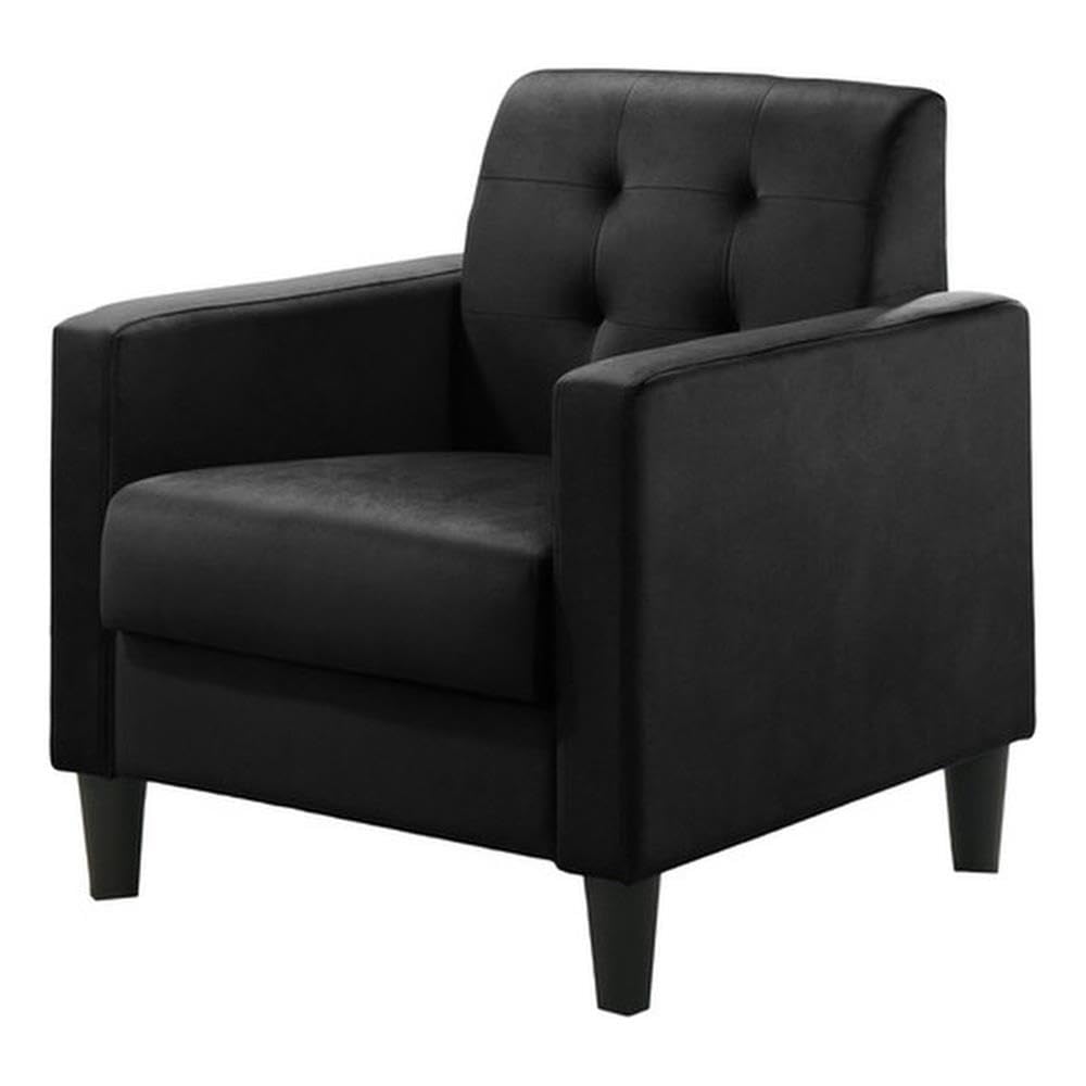 Lilola Home Hale Black Velvet Accent Armchair with Tufting