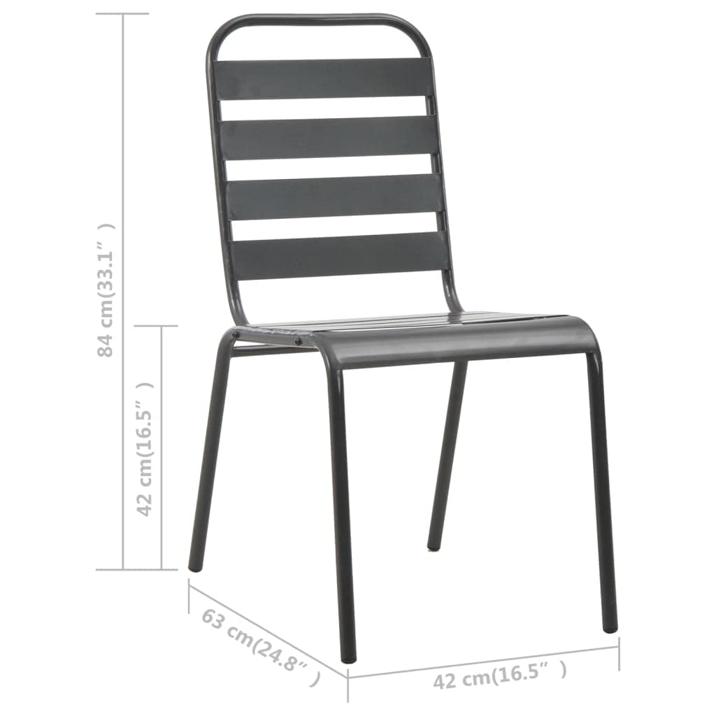 vidaXL 7-Piece Contemporary Patio Dining Set, Dark Gray - Industrial-Style Outdoor Furniture Set with Stackable Chairs, Durable Steel Construction