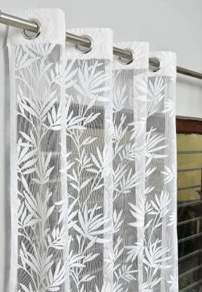 ISHKUNJ Set of 2 Net Curtains for Window 5 Feet | Decorative Home Bedroom Kitchen Living Room Curtains | SemiSheer Foral Curtai