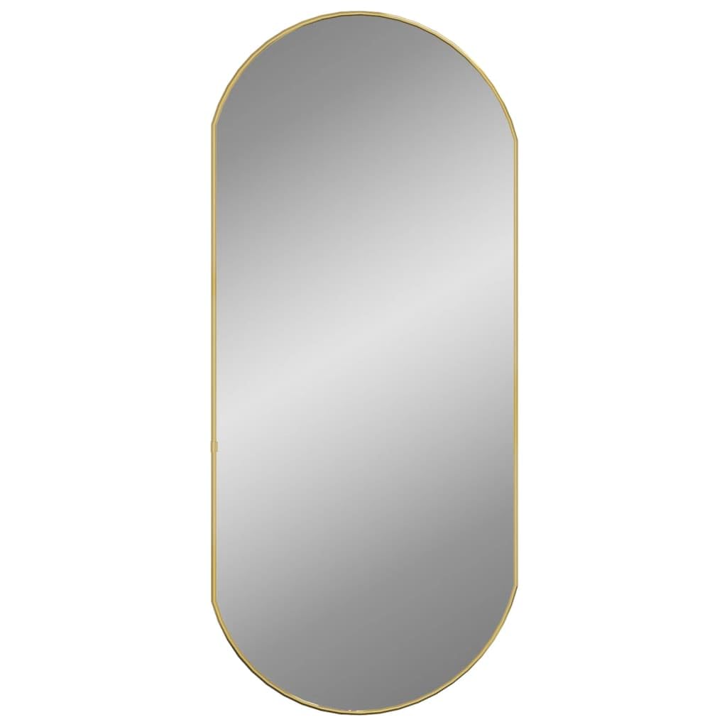 vidaXL Wall-Mounted Glass Mirror with Durable PVC Frame - Gold, Oval Design Ideal for Bathroom, Hallway, Bedroom, and Living Room - 35.4&quot; x 15.7&quot;