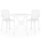 vidaXL Patio Bistro Set 3 Piece, Outdoor Bistro Table for Porch, Patio Furniture Set with Table, Chair, Industrial Style, Cast Aluminum White