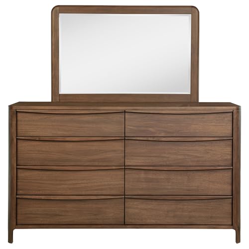 Coaster Home Furnishings Maderia Transitional 70-inch 8-Drawer Bedroom Dresser with Mirror Bedroom Clothing Storage Cabinet Wide Chest of Drawers Organizer Unit Walnut 223323M