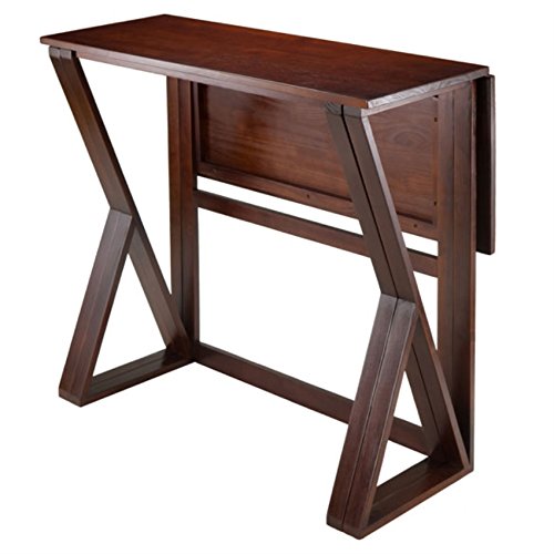 Ergode Harrington Drop Leaf High Table Set | Solid Wood | Walnut Finish | 39.37' W x 31.5' D x 36.22' H | Includes 2 Stools | Fully Assembled (94336-VV)