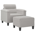vidaXL Couch Modern Accent Upholstered Chair with Footstool - Light Gray Microfiber Fabric, Comfortable Armchair and Versatile Stool for Living Room/Bedroom/Office, Sturdy Frame, Padded Seat