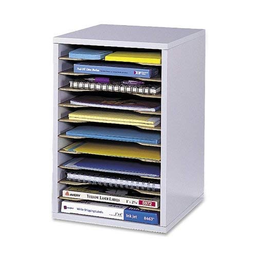 Safco Vertical Desktop Sorter Organizer,Dsk,Adj,Gy Bhg-04-L (Pack Of2)