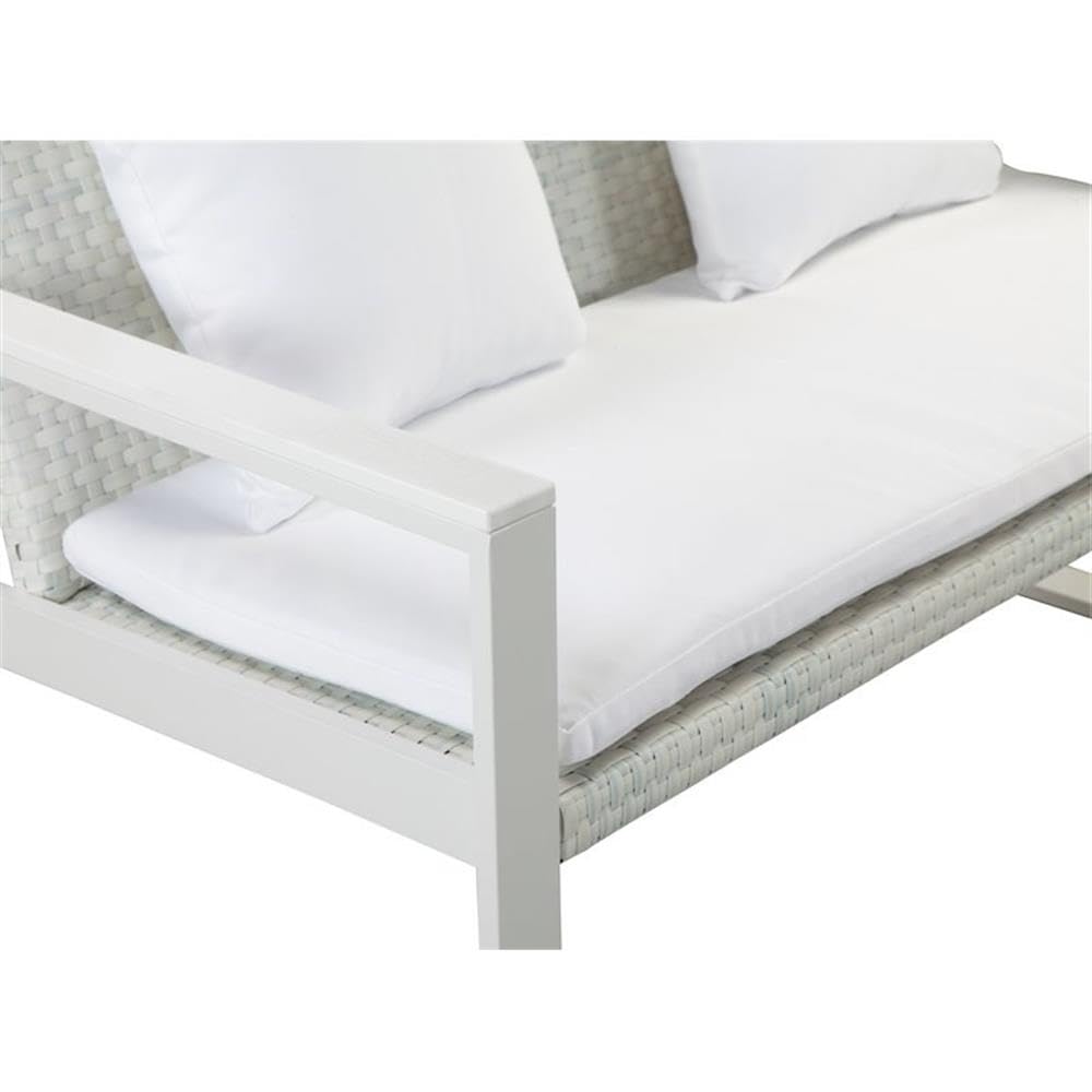 Pangea Home 1 2 Ct Chester Sofa Set, White-Anodized Aluminum/Fabric/Polyresin