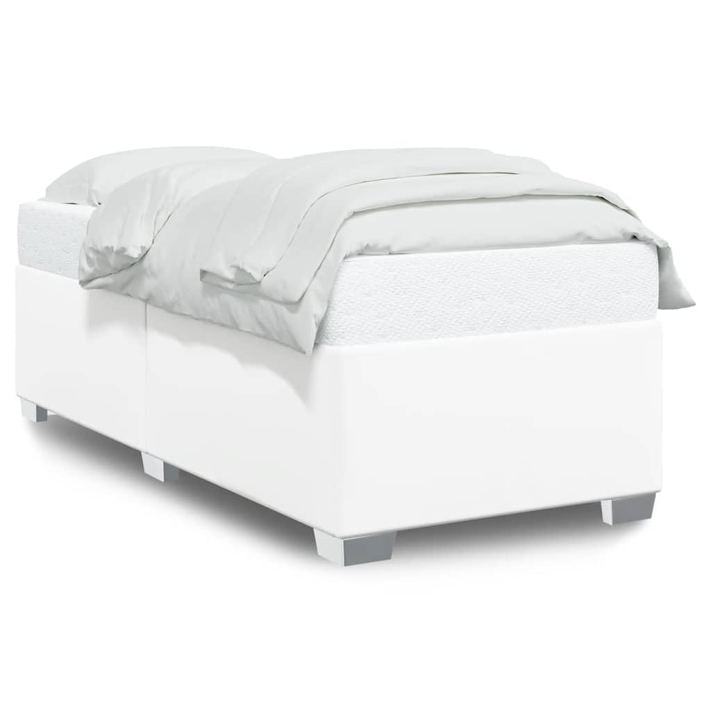 vidaXL Twin XL Platform Bed Frame - Faux Leather White - Modern Durable Bedroom Furniture - fits 39.4&quot;x79.9&quot; Mattress