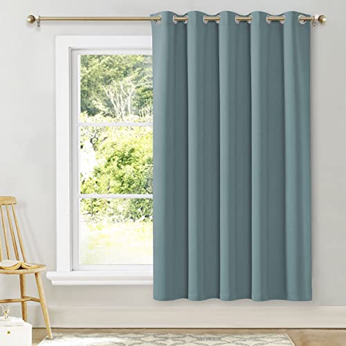 Nicetown Room Darkening Curtains For Bedroom, Greyish Blue Thermal Insulated Drapes 72 Inches Long For Office, Loft, Guestroom (1 Panel, 70' Wide Per Panel)