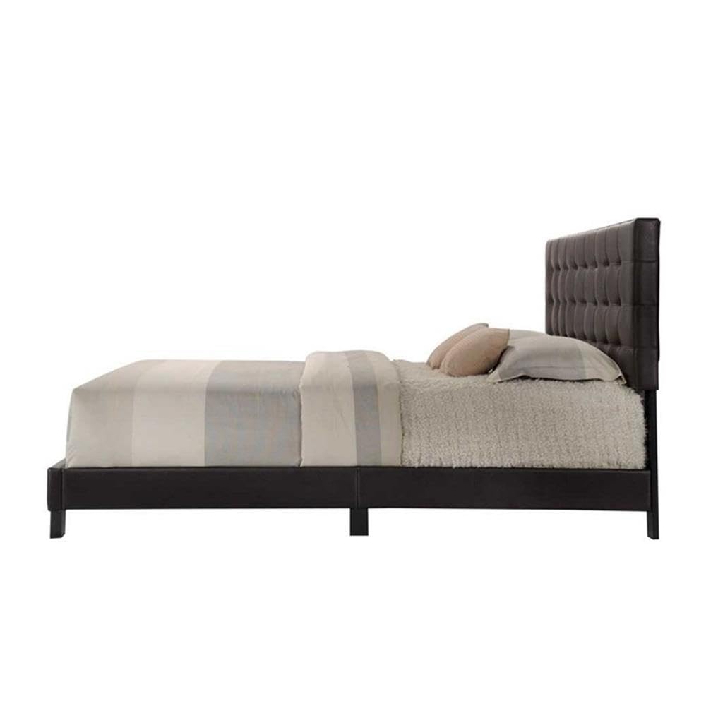 Acme Masate Faux Leather Upholstered Queen Panel Bed in Espresso