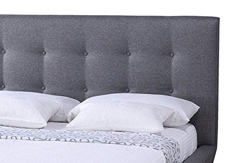 Baxton Studio Jonesy Scandinavian Style Mid Century Fabric Upholstered Platform Bed, Queen, Grey