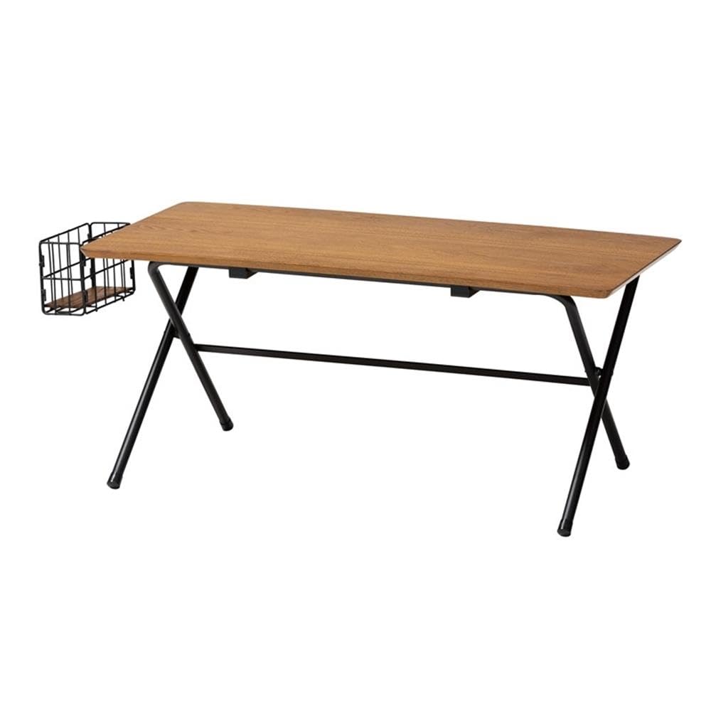Baxton Studio Mariela Natural Brown and Black Low Profile Coffee Table with Basket Natural Brown/Black/Wood/Metal