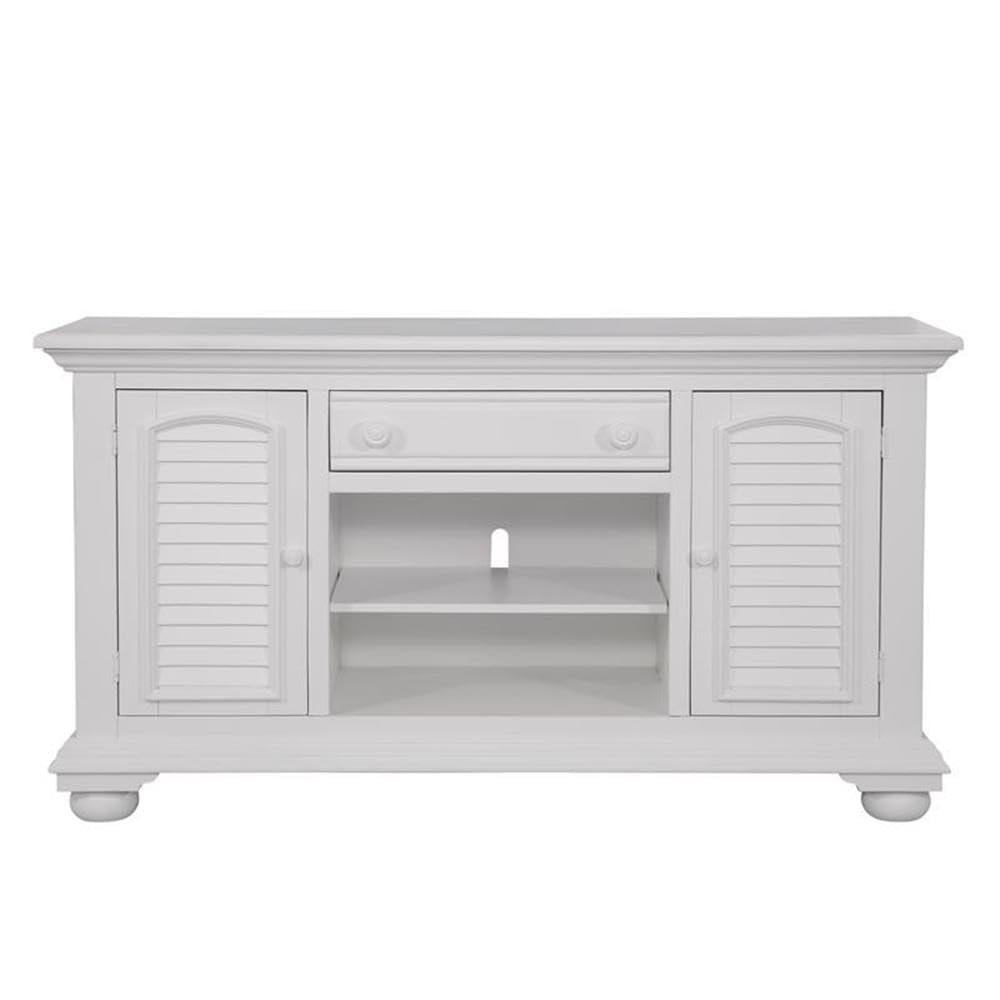 American Woodcrafters Cottage Traditions Eggshell White 60-Inch Wood Tv Console