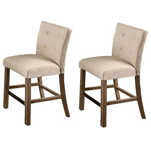 Best Master Hadley Solid Wood Counter Height Chair - Light Gray/Beige (Set Of 2)