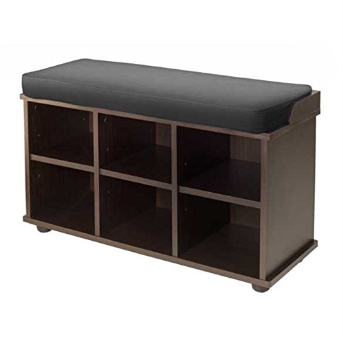 Townsend Entryway and Bedroom Bench with Cushion Seat and Shoe Storage - Black & Espresso