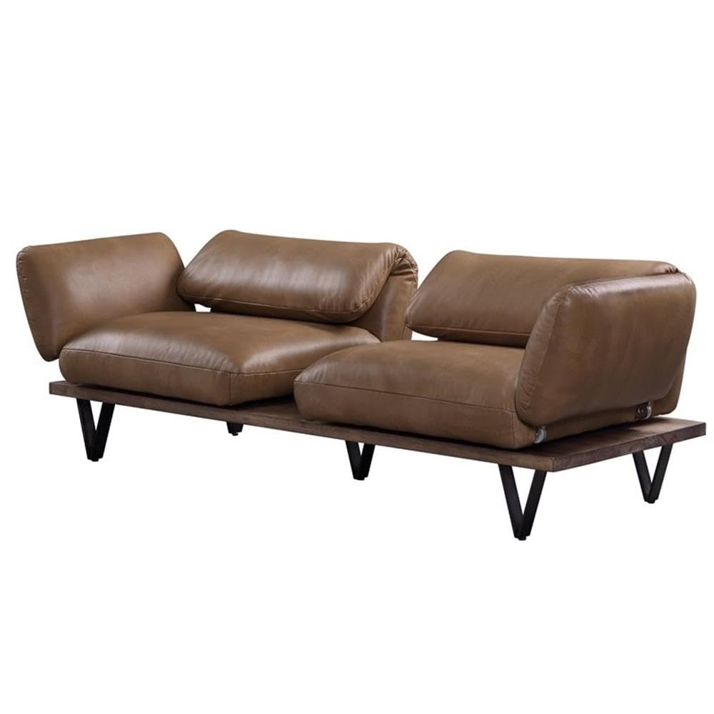 Acme Narech Top Grain Leather Sofa With Swivel In Nutmeg