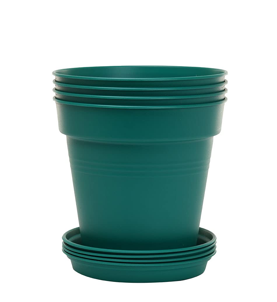 Mintra Home Garden Pots 4Pk (Forest Green, 17Cm Diameter (6.6In))