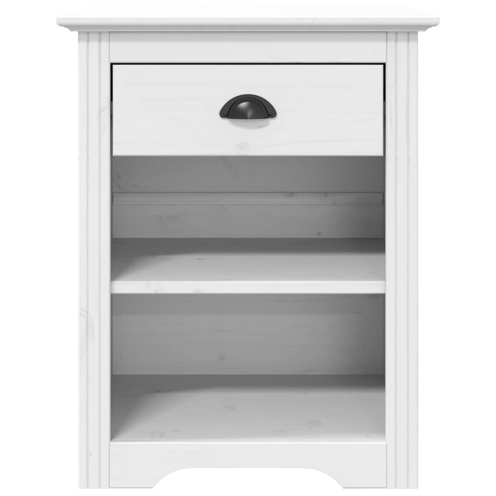 vidaXL BODO Bedside Cabinet in White - French Style Nightstand with Drawer and Open Compartments - Made of Solid Pinewood - 20.9 x 15.2 x 26.4 in