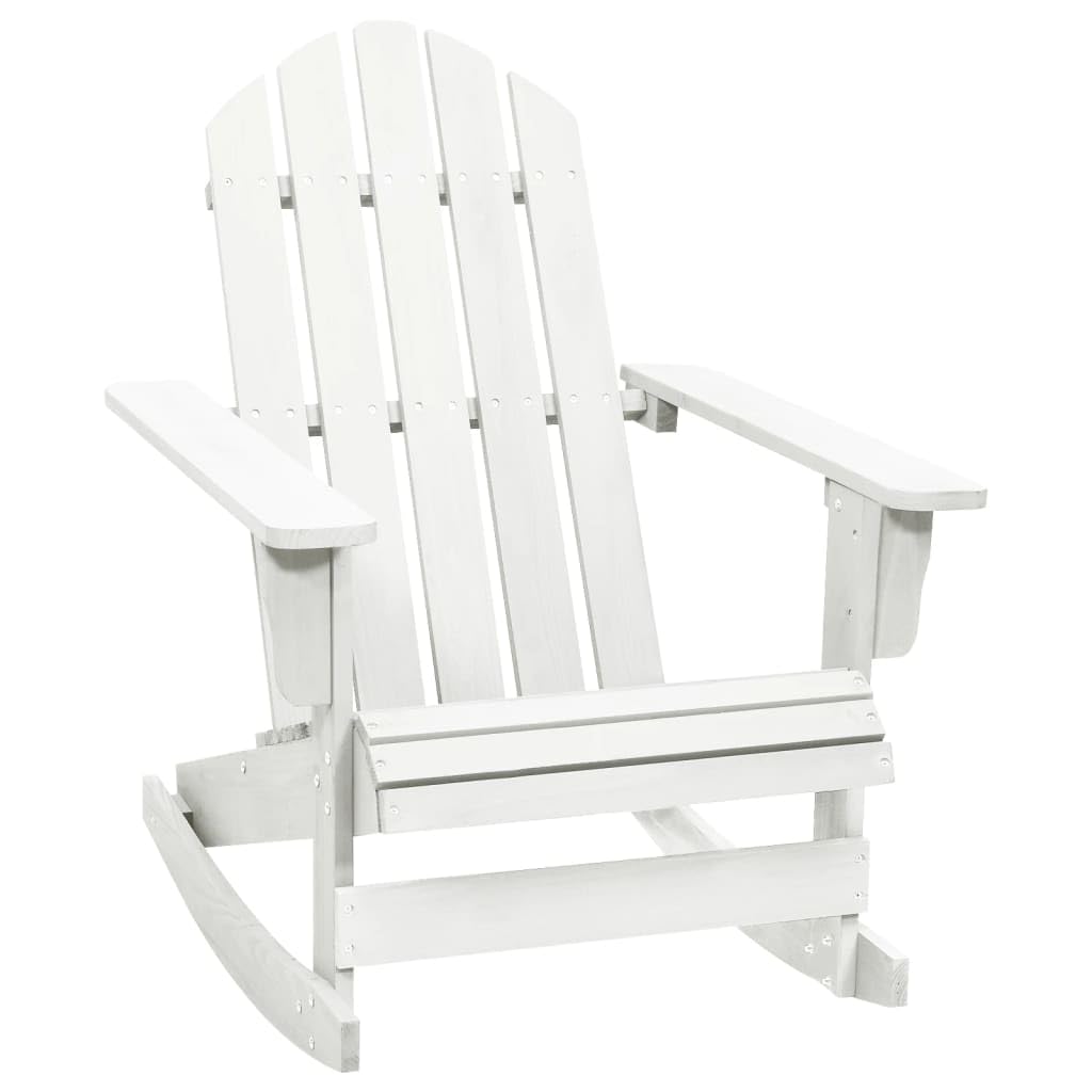 vidaXL Adirondack Rocking Chair, Porch Rocker with High Back, Outdoor Patio Chair for Garden Lawn Yard Porch Backyard Deck, Wood White