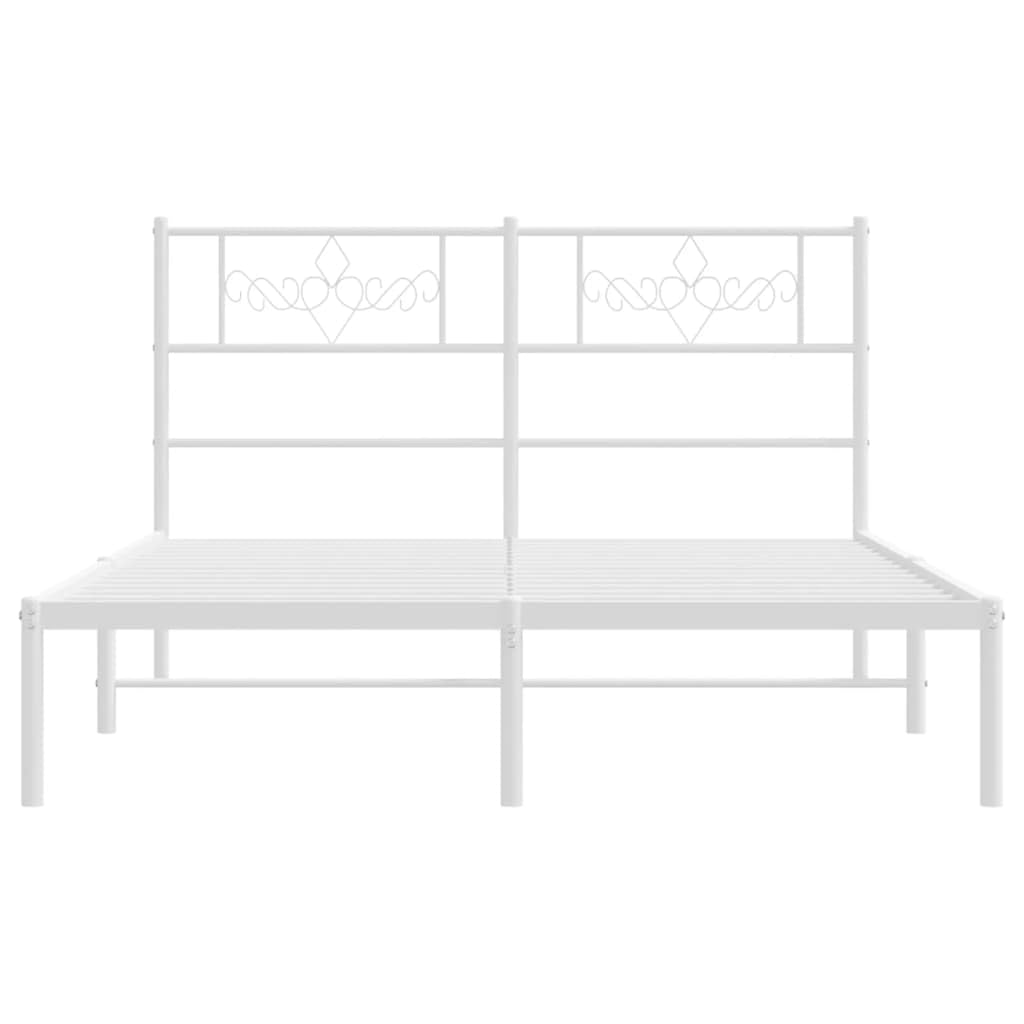 vidaXL 12 Inch Modern White Queen Bed Frame with Headboard, Sturdy Metal Platform Bed Frame & Slats, Extra Under Bed Storage, No Box Spring Needed, Without Mattress