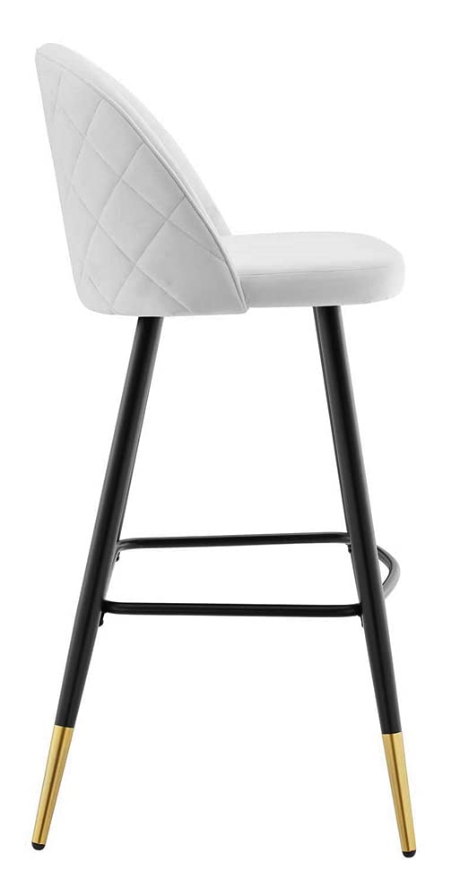 Modway Cordial Performance Velvet Dining Bar Stools in White - Set of 2