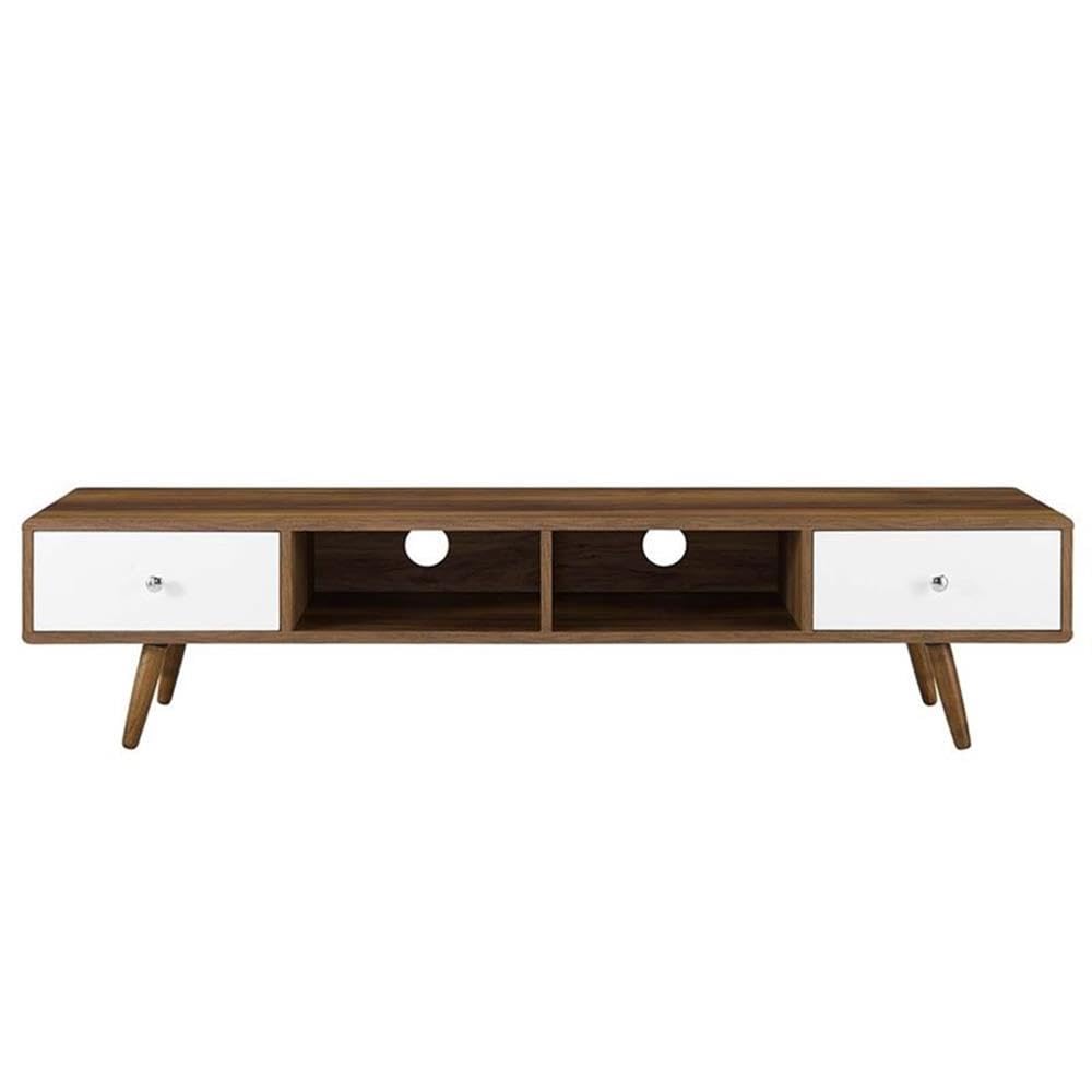 Modway Transmit 70&quot; Media Console Wood Tv Stand, 70 Inch, Walnut White