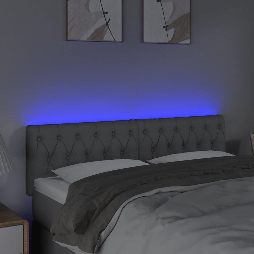 vidaXL LED Headboard, Upholstered Headboard for Bed Home, Bed Headboard with LED Light, Bedroom Furniture, Light Gray 56.7"x2.8"x30.7"/34.6" Fabric