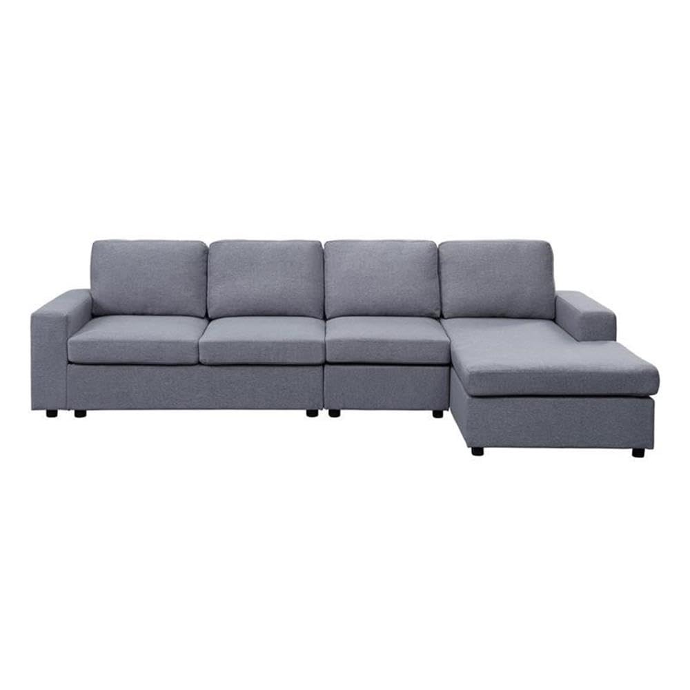 Lilola Home Bailey Light Gray Linen Reversible Modular Sectional Sofa Chaise
