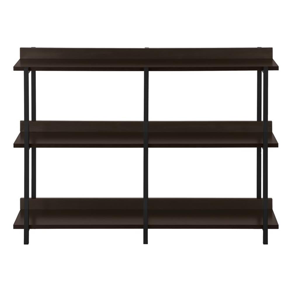 Monarch Specialties 2215 Accent Table, Console, Entryway, Narrow, Sofa, Living Room, Bedroom, Laminate, Brown, Contemporary, Modern Table-48 L/Espresso/Black Metal Hall, 47.25&quot; L x 12&quot; W x 34&quot; H