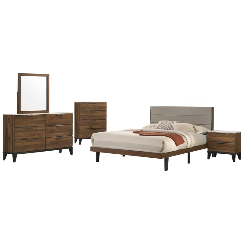 Coaster Mays Queen Bed 5-Piece Set, Walnut