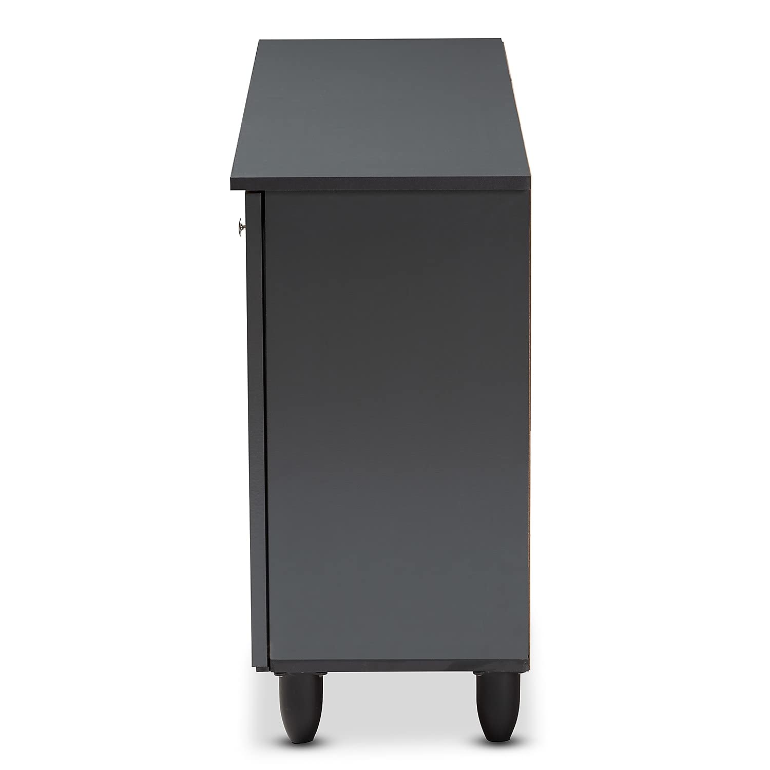 Baxton Studio Fernanda Modern and Contemporary Dark Gray 3-Door Wooden Entryway Shoe Storage Wide Cabinet