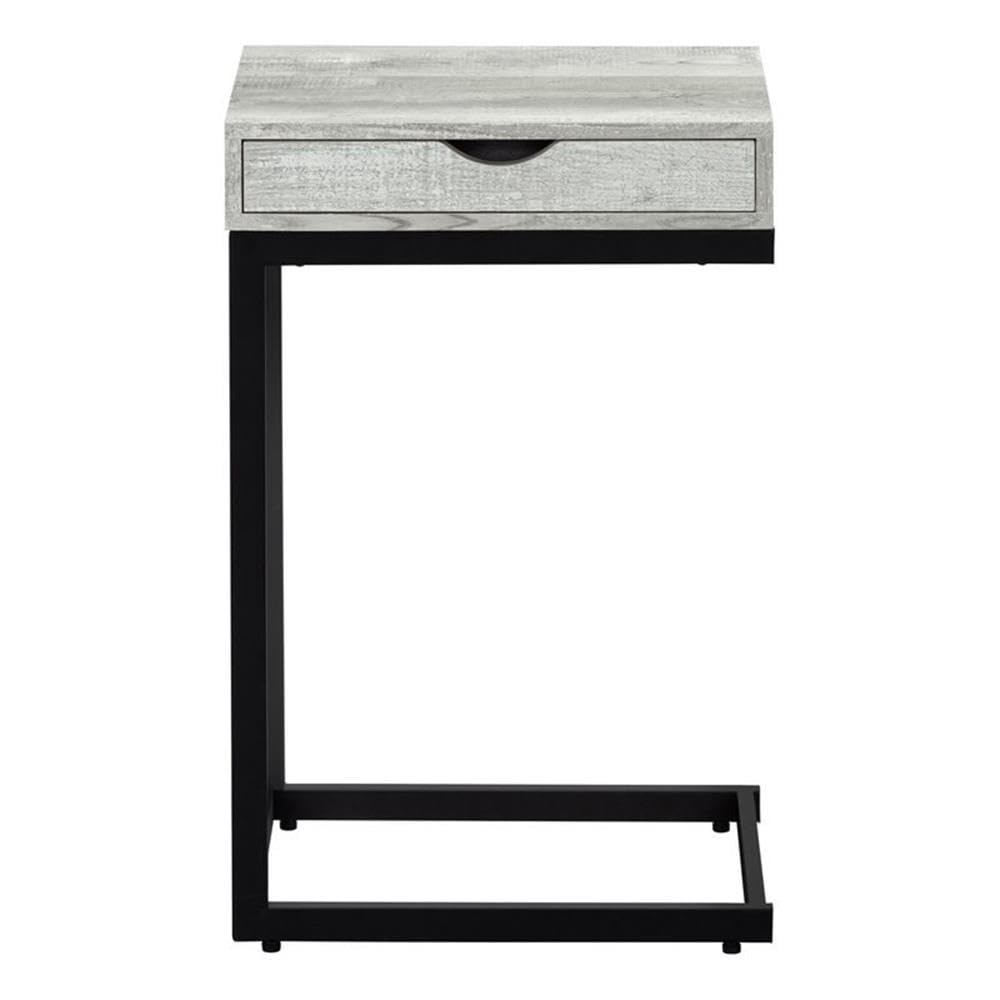 Monarch Specialties GREY RECLAIMED WOOD-LOOK/BLACK/DRAWER ACCENT, END, SNACK TABLE, Gray