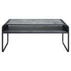 Acme Furniture Rectangular Coffee Table with Open Shelf, Concrete Gray and Black