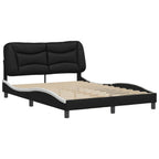 vidaXL Faux Leather Full Bed Frame with Headboard - Black/White 53.9"x74.8" - Modern Double Bed with Plywood Slats & Stuffed Cushion