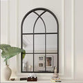 ironsmithn Arched Mirror, 41.3x24 Windowpane Mirror, Window Finished Metal Mirror, Black Grid Mirror for Decor Living Room Firep