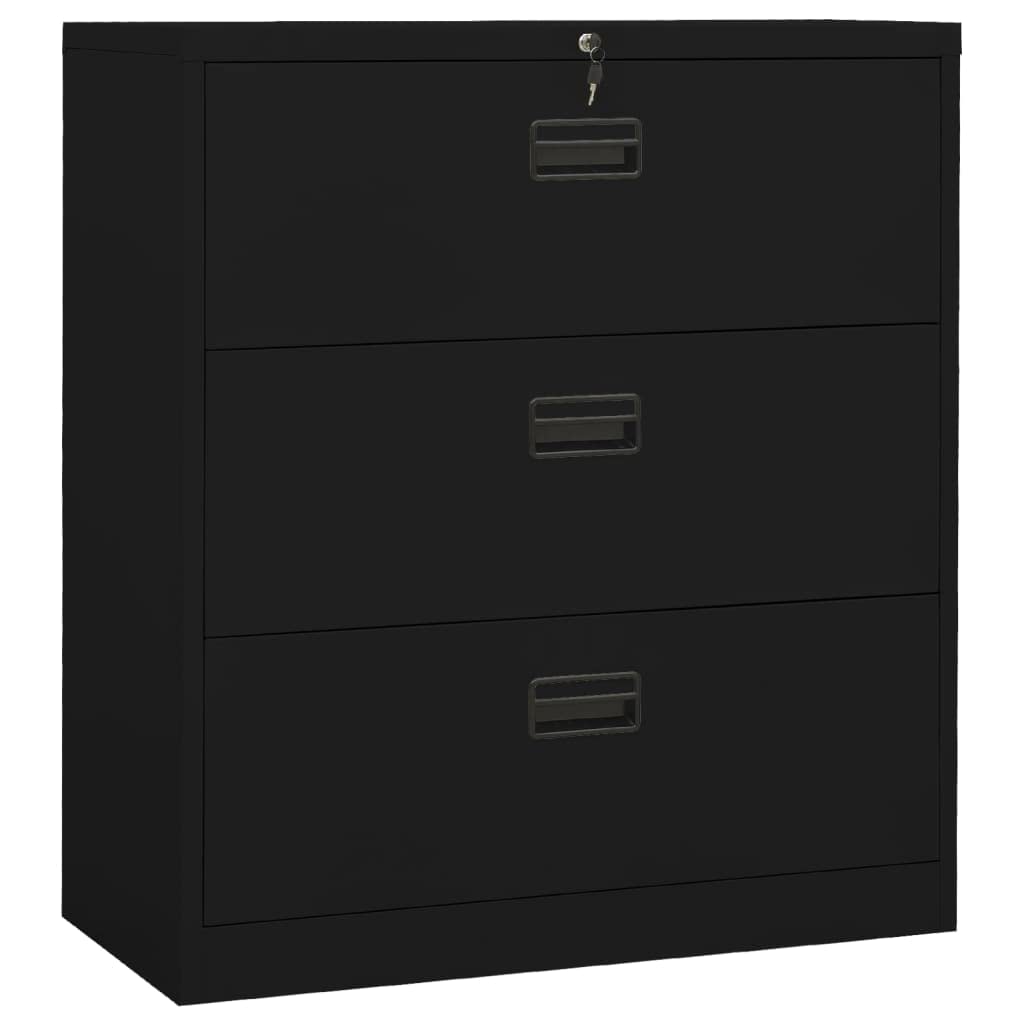 vidaXL Filing Cabinet Black 35.4&quot;x18.1&quot;x40.6&quot; Steel