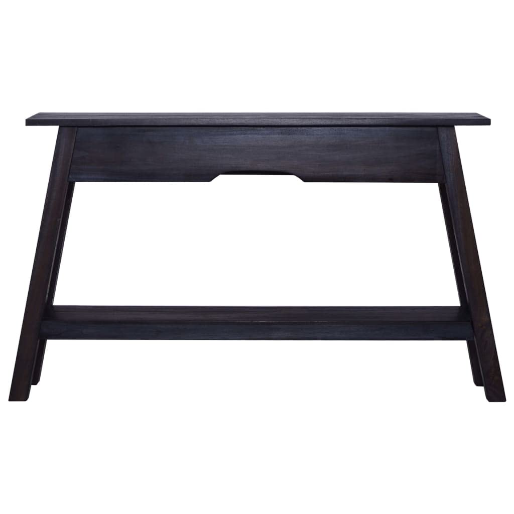 vidaXL Solid Mahogany Wood Console Table - Rectangular Black Light Coffee Finish, Polished & Lacquered, Extra Storage Shelf, Easy Assembly, Sturdy & Durable