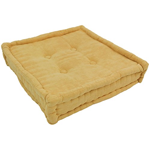 Blazing Needles Corded Button Tufted Floor Pillow, 20&quot;, Lemon