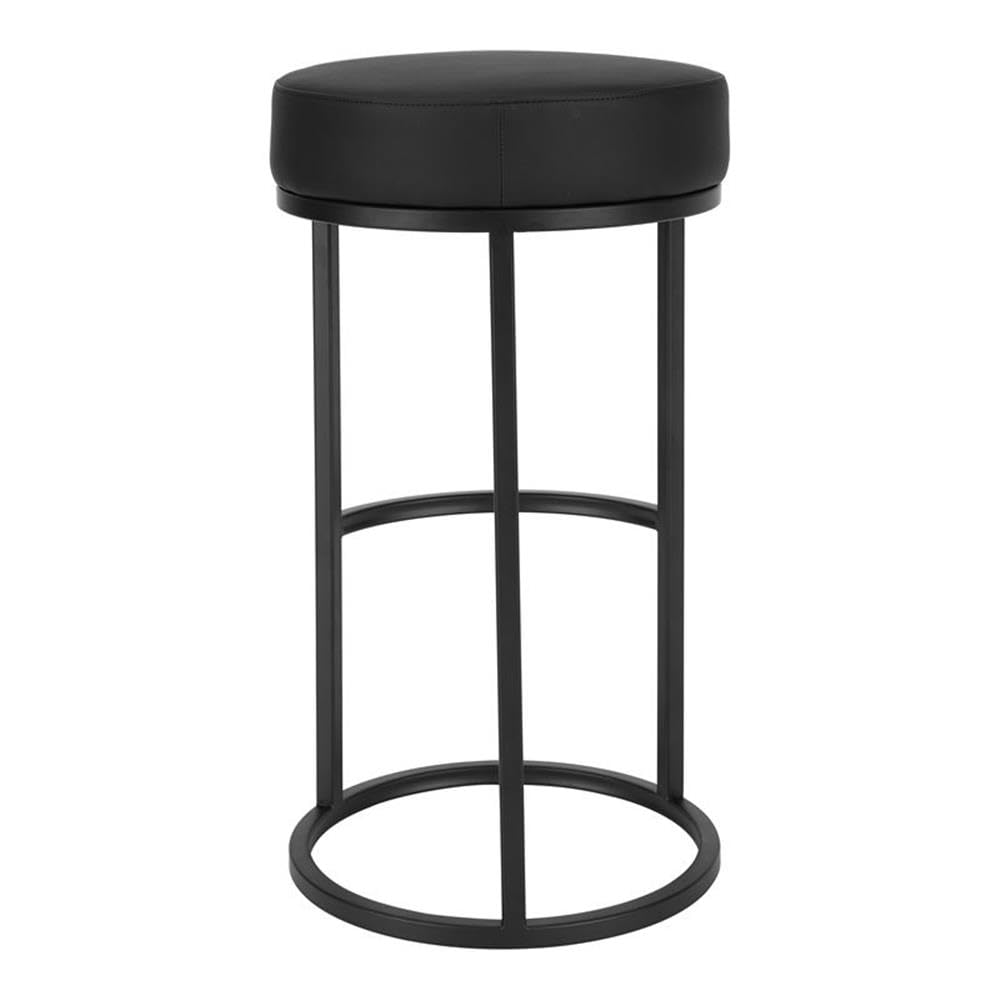 Pangea Home Mono 30&quot; Modern Faux Leather & Metal Stand Bar Stool In Black