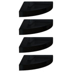 vidaXL Floating Corner Shelves 4 pcs High Gloss Black 9.8"x9.8"x1.5" MDF