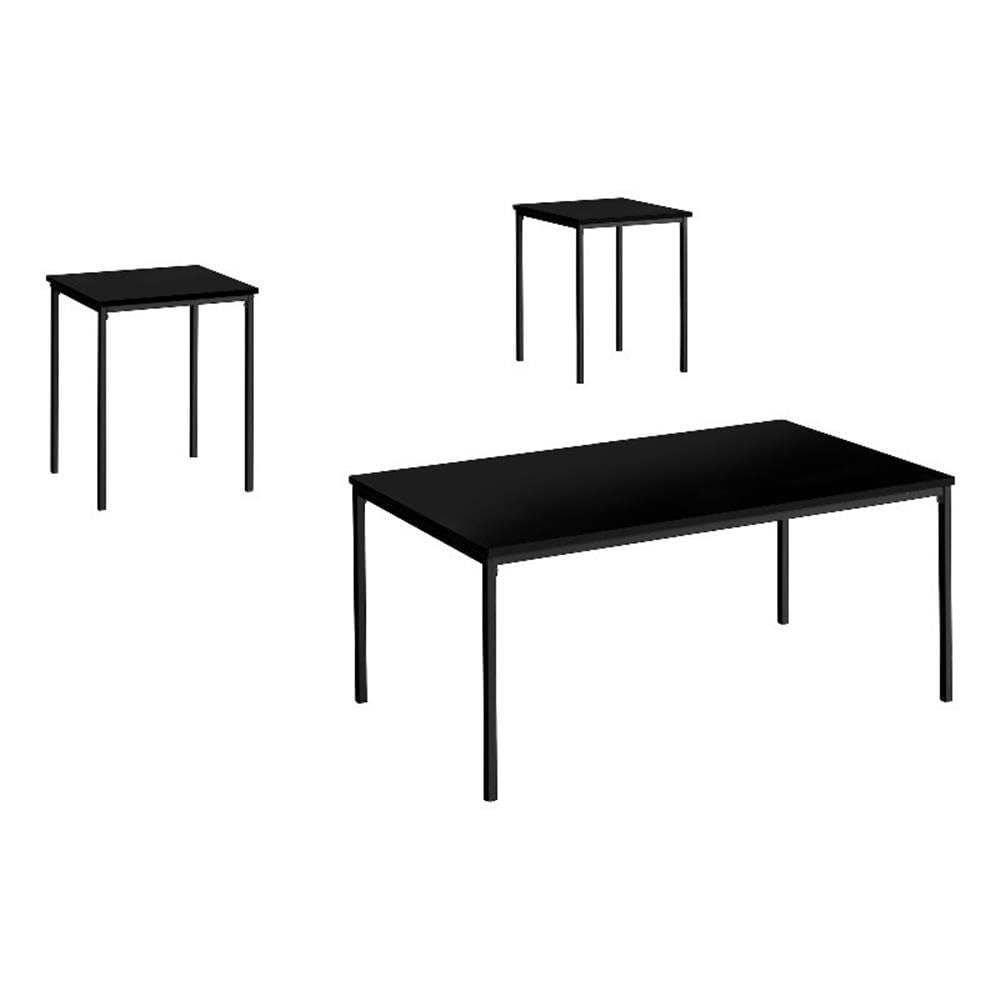 Monarch Specialties 7894p, 3pcs, Coffee, End, Black Metal, Laminate, Contemporary TABLE SET, 42&quot; L x 22&quot; W x 18&quot; H