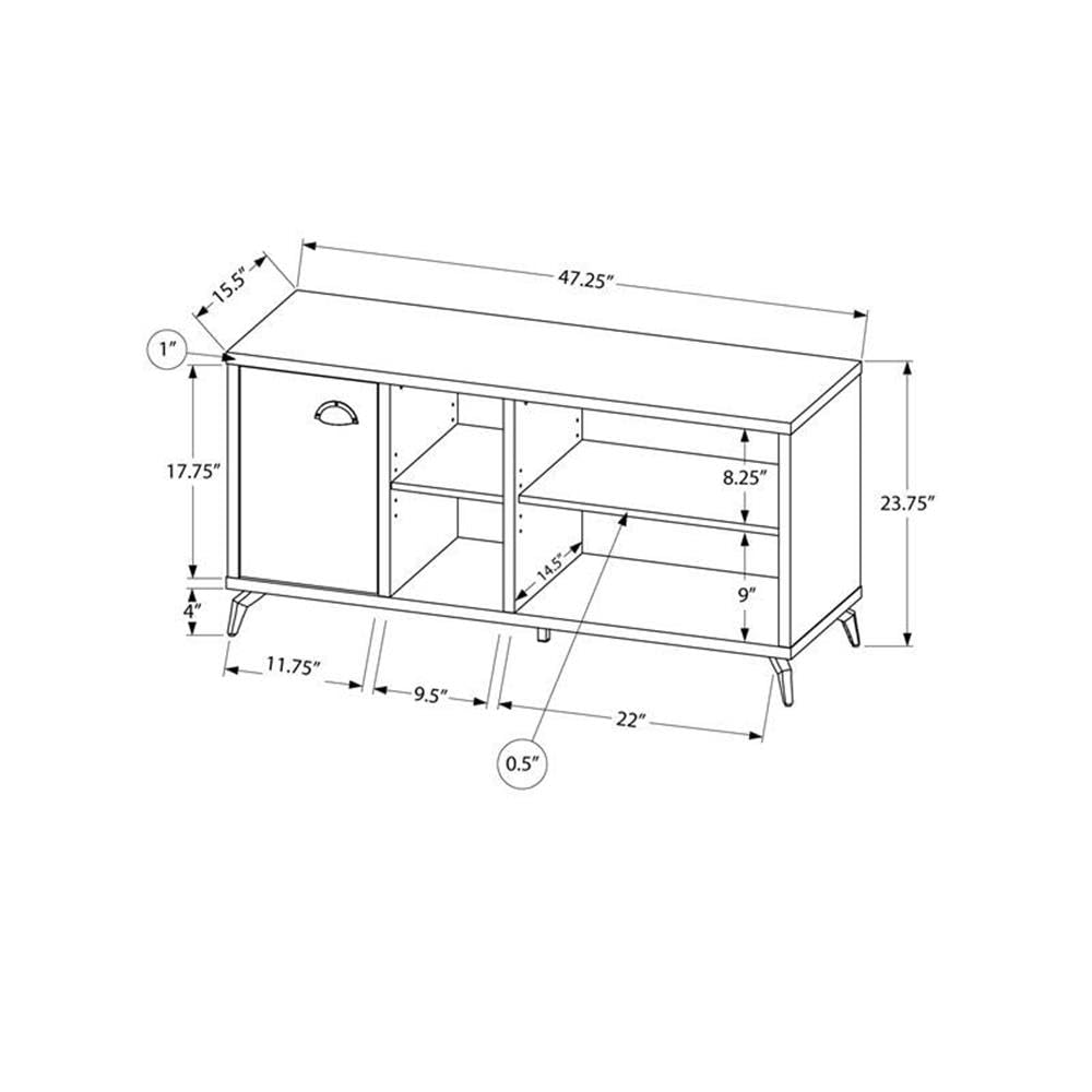 Monarch Specialties I 2840 Tv Stand, 48 Inch, Console, Media Entertainment Center, Storage Cabinet, Living Room, Bedroom, Laminate, Metal, Grey, White