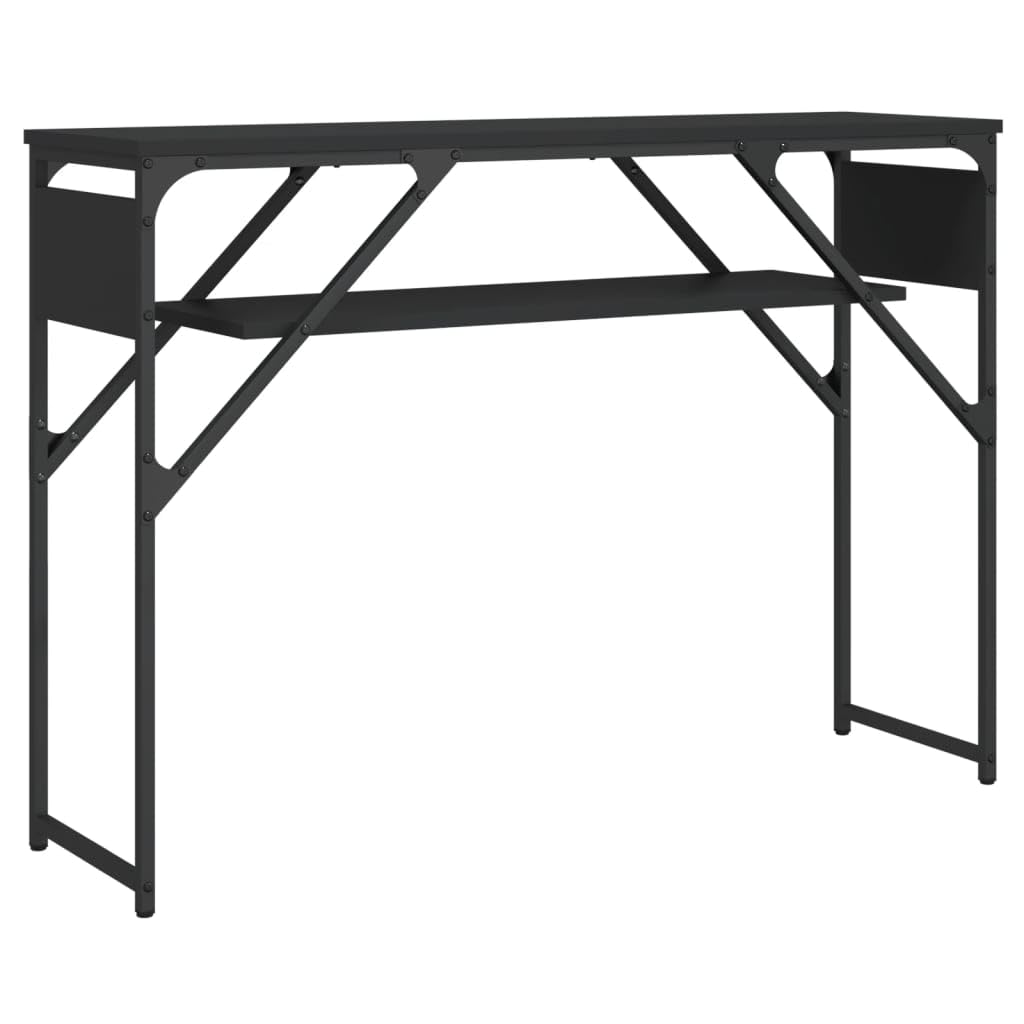 vidaXL Black Console Table with Shelf, Engineered Wood and Metal Frame, Industrial Style Entryway Hallway Living Room Furniture