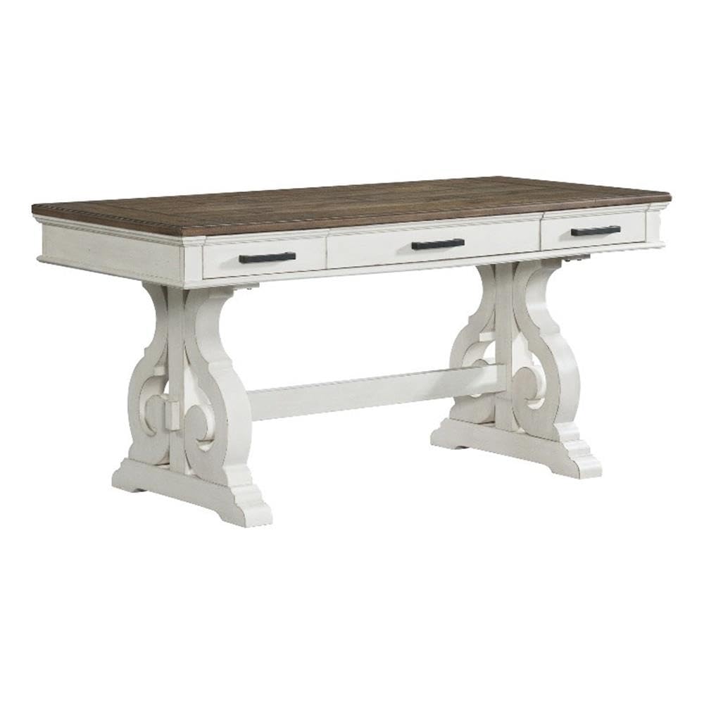 Intercon Drake Home Office 60&quot; Wide Writing Desk, Rustic White & French Oak Furniture