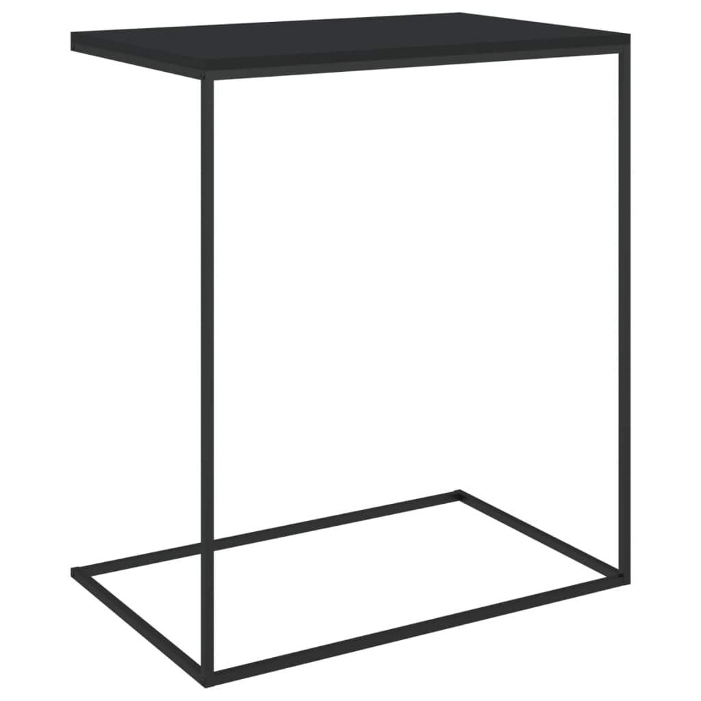 vidaXL Black C-Shaped Enginnered Wood and Iron Side Table for Home and Office, Easy Assembly