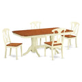 East West Furniture NAKE5-WHI-W 5 Piece Kitchen Table & Chairs Set Includes a Rectangle Dining Room Table with Butterfly Leaf and 4 Dining Chairs, 40x78 Inch, Buttermilk & Cherry