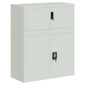 vidaXL Lockable Metal Filing Cabinet - Light Gray Steel with Adjustable Shelves, Office Storage Organizer, 35.4" x 15.7" x 43.3"